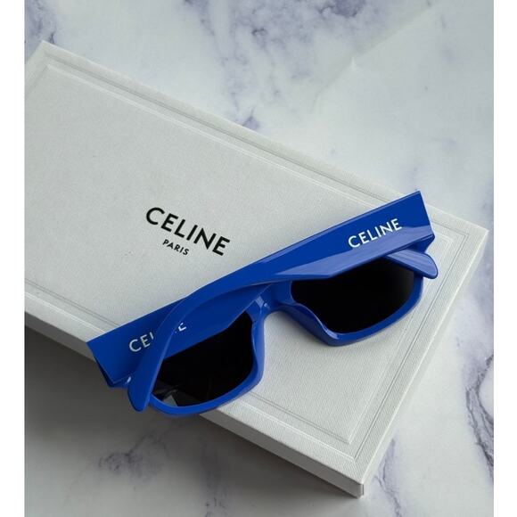 NEW Celine CL40197U Cat Eye Blue Logo Sunglasses - Picture 1 of 5